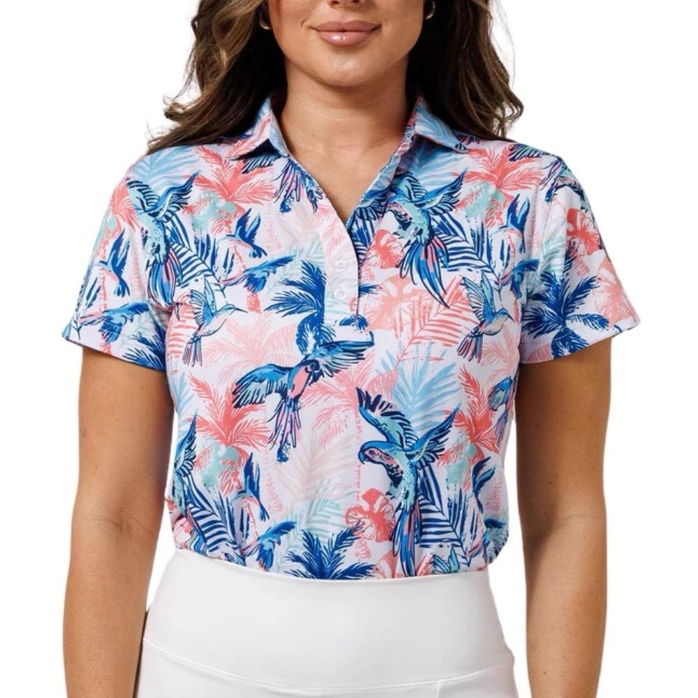 Waggle Women's Birds Of Paradise Golf Polo Size XL‎